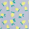 Stretch Poplin Stripes and lemons – white/indigo,  thumbnail number 1
