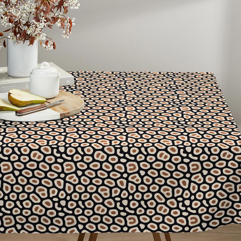 Decor Fabric Half Panama abstract leopard pattern – black/cashew, image number 7