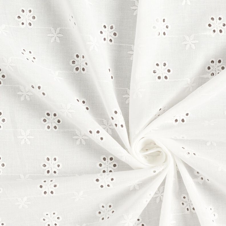 Small flowers broderie anglaise cotton fabric – white,  image number 3