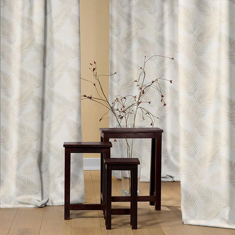 Metallic Palm Fronds Blackout Fabric – beige/gold,  image number 5