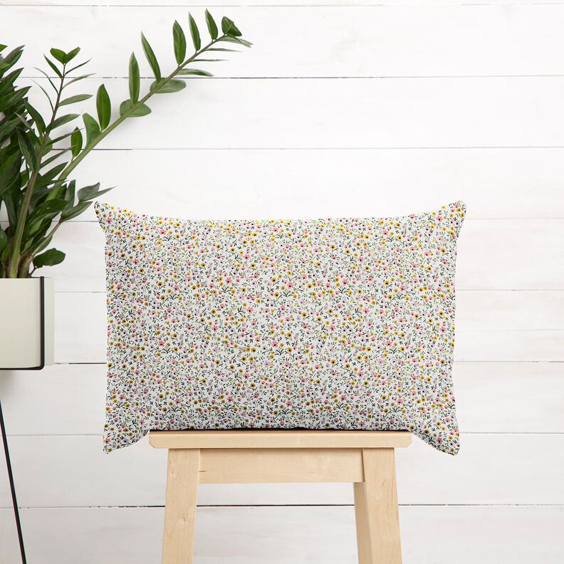Cotton Cretonne delicate flowers – white/dusky pink, image number 7