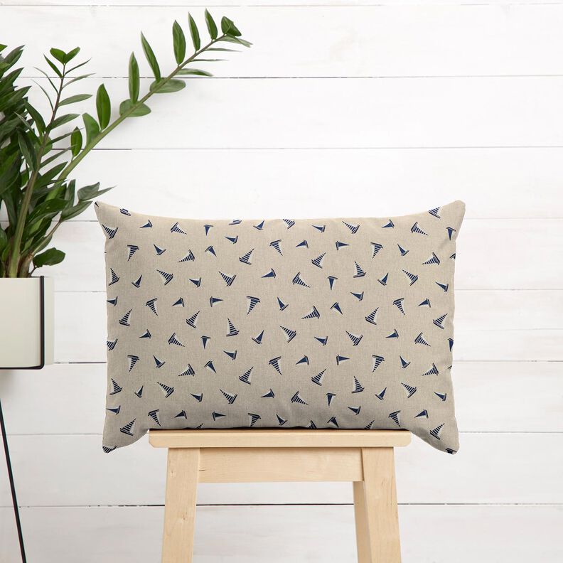 Decor Fabric Half Panama small sailboats – natural/navy blue,  image number 7