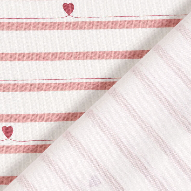 Cotton Jersey stripes and hearts – offwhite/dusky pink,  image number 4