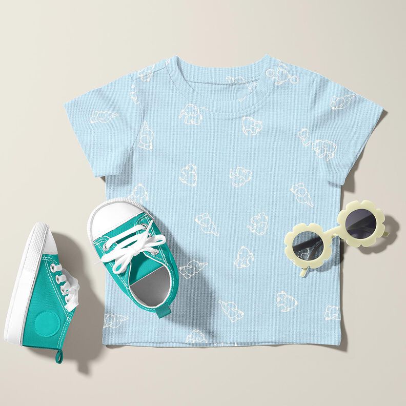 Waffle Jersey Baby Elephants – silver blue, image number 6