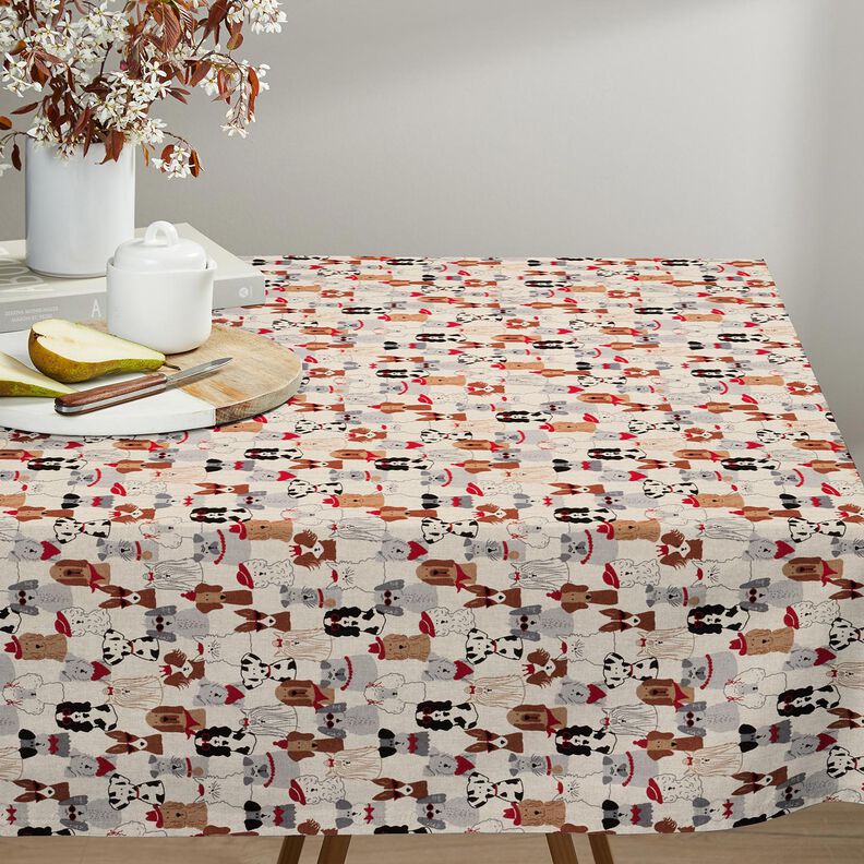 Decor Fabric Half Panama elegant dogs – natural/grey,  image number 8