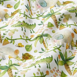 Cotton Poplin Jungle parade Digital Print | Stenzo – white, 