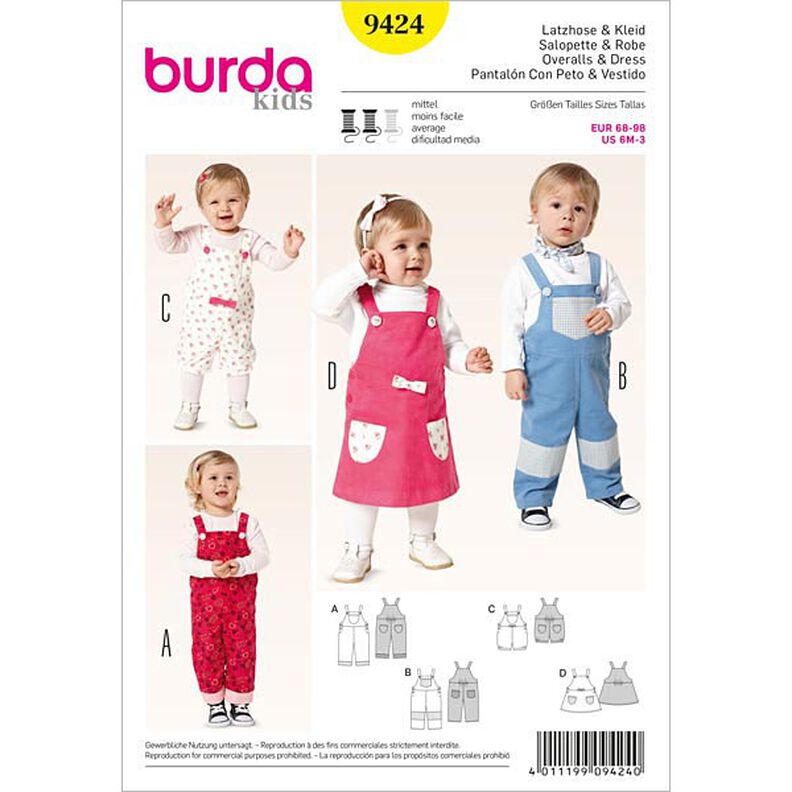 Bib Overall / Bib-Top Pinafore Dress, Burda 9424,  image number 1