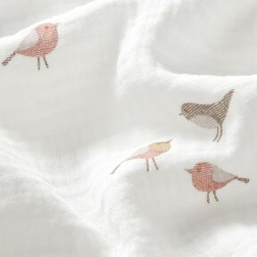 Double Gauze/Muslin Little birds – ivory, 