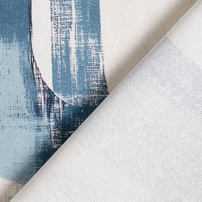 Decor Fabric Half Panama abstract chain – ivory/blue, image number 4