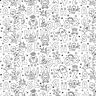 Cotton Poplin Colouring in fabric, alphabet monsters – white/black,  thumbnail number 1