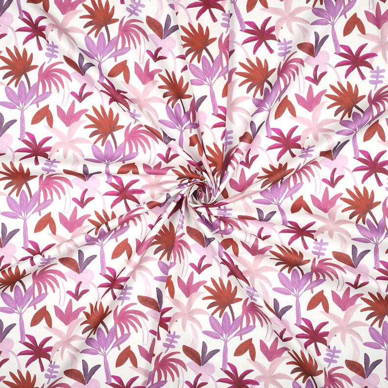 Palm trees cotton voile | Nerida Hansen – white/grape,  image number 3
