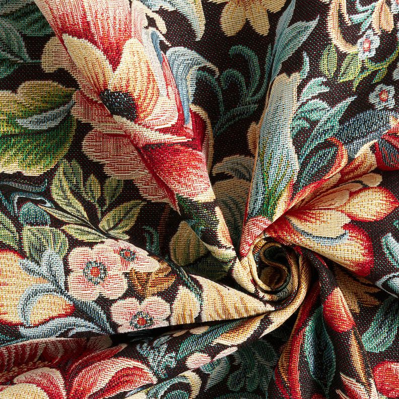 Decor Fabric Tapestry Fabric dreamy flowers – black/red,  image number 3