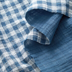 Double Gauze/Muslin Yarn dyed gingham – denim blue/white, 