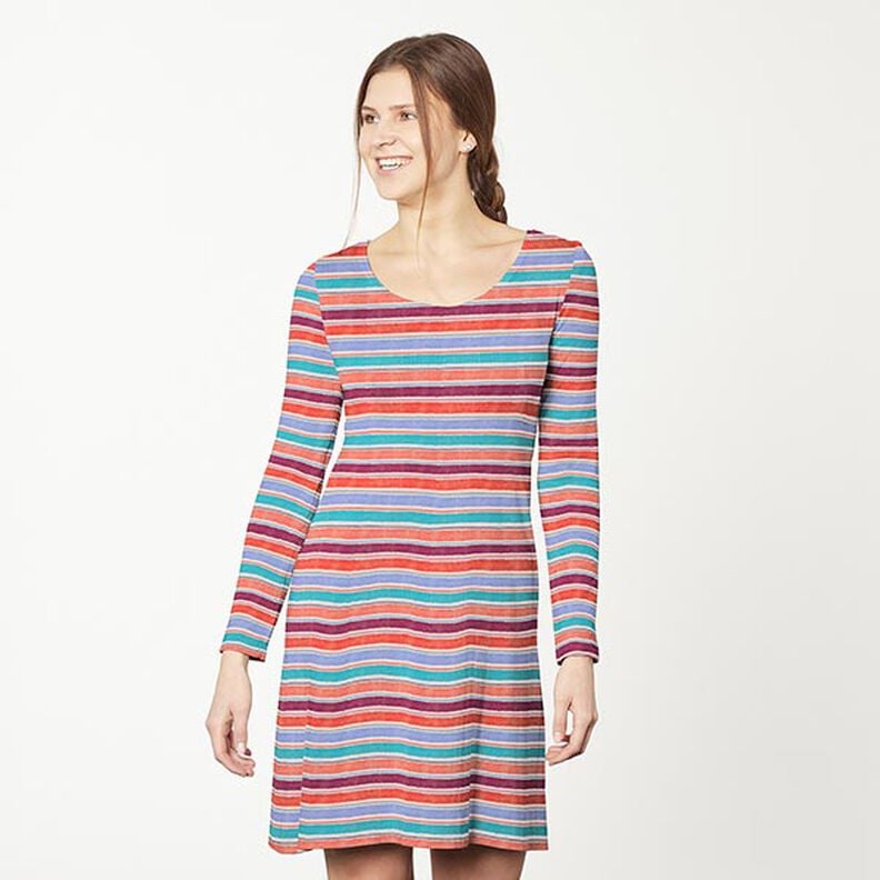 Cotton Jersey watercolour stripes – sand/salmon,  image number 5