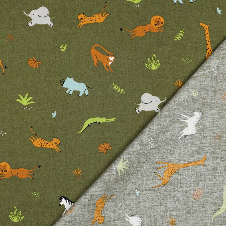 GOTS Cotton Poplin Steppe Animals | Poppy Fabrics – dark olive, image number 4