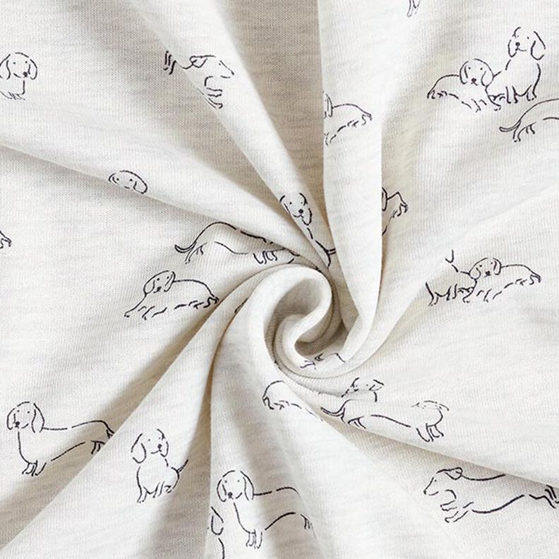 Brushed Sweatshirt Fabric Dogs Mottled – offwhite,  image number 4