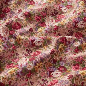 Cotton Poplin romantic flower bouquet – light dusky pink/carmine, 