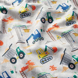 Brushed Sweatshirt Fabric digital construction site Digital Print – silver grey, 