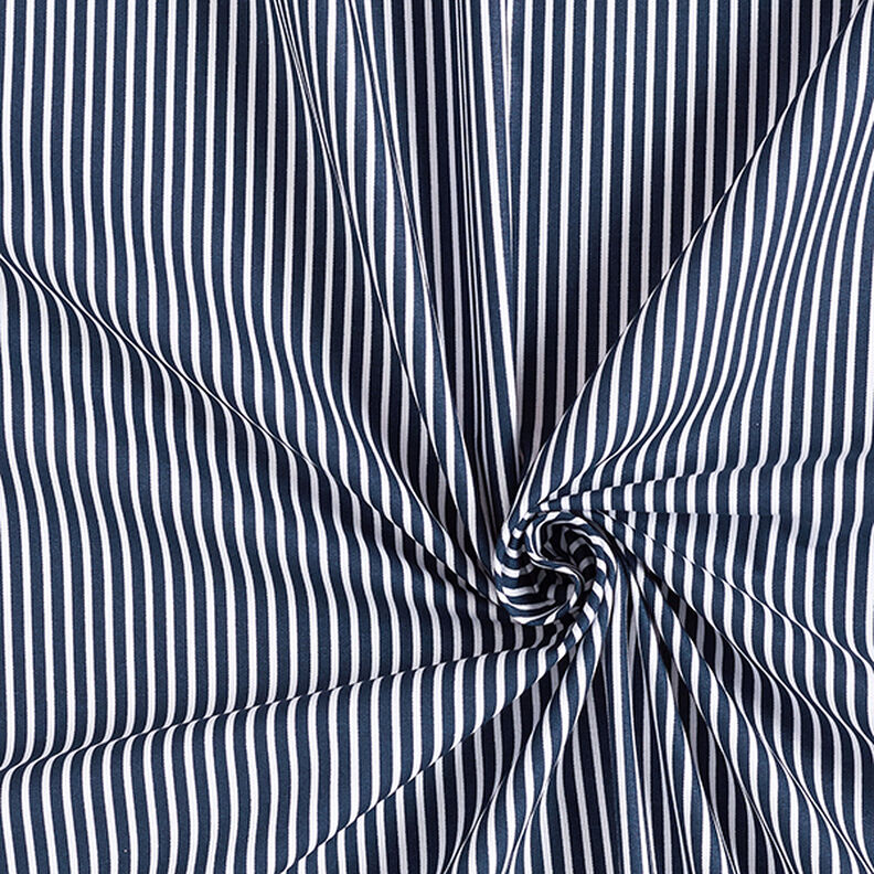 Cotton Poplin Stripes – navy blue/white,  image number 3