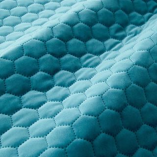 Upholstery Fabric Velvet Honeycomb Quilt – petrol, 