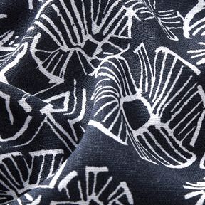 Viscose Linen Blend sketched flowers – midnight blue/white, 