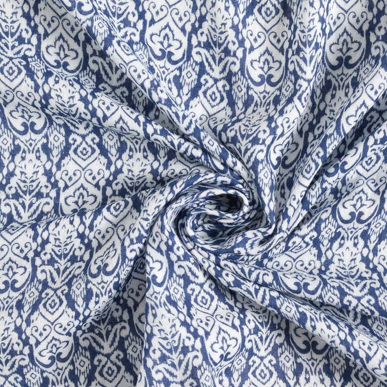 Double Gauze/Muslin traditional pattern – white/indigo,  image number 4