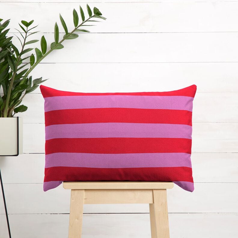 Decor Fabric Canvas cheerful stripes – pastel violet/chili,  image number 8