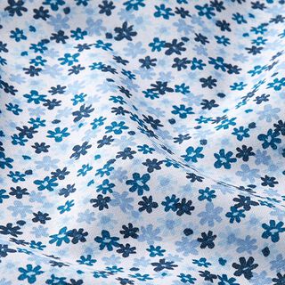 Cotton Poplin flower dance – white/petrol, 