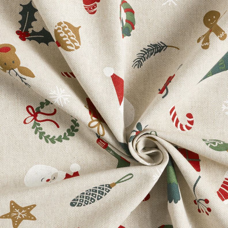 Decor Fabric Half Panama Christmas decoration mix – natural/red, image number 3