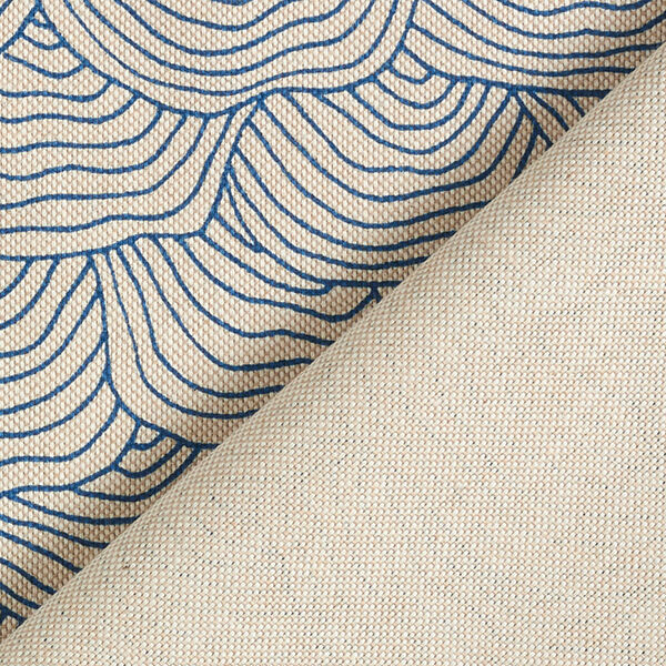 Decorative half Panama fabric Wave pattern – royal blue/natural,  image number 4