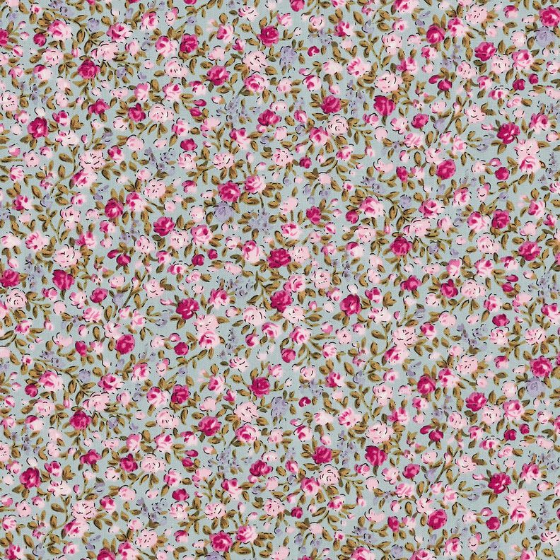 Cotton Poplin Sea of Roses – sky blue/light pink, image number 1